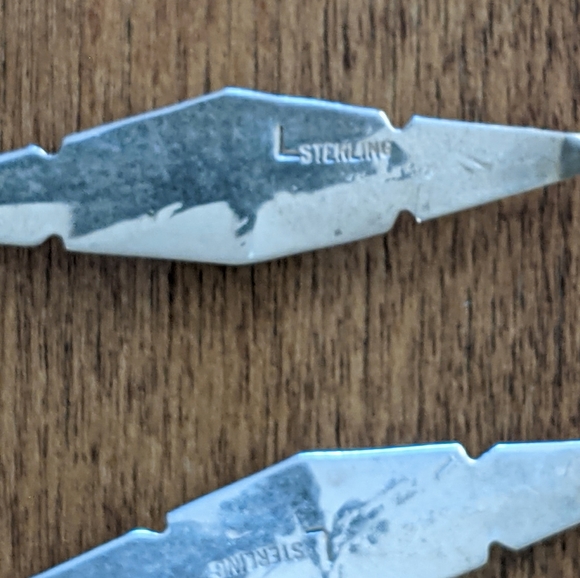 Native American Sterling Blue Abalone VTG earrings - Picture 7 of 8